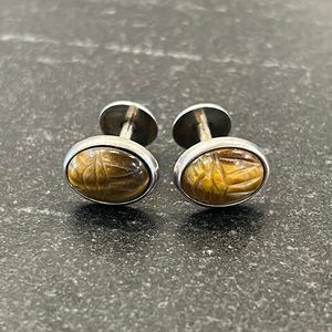 The Custom Shop Sterling Silver Tiger Eye Cufflinks